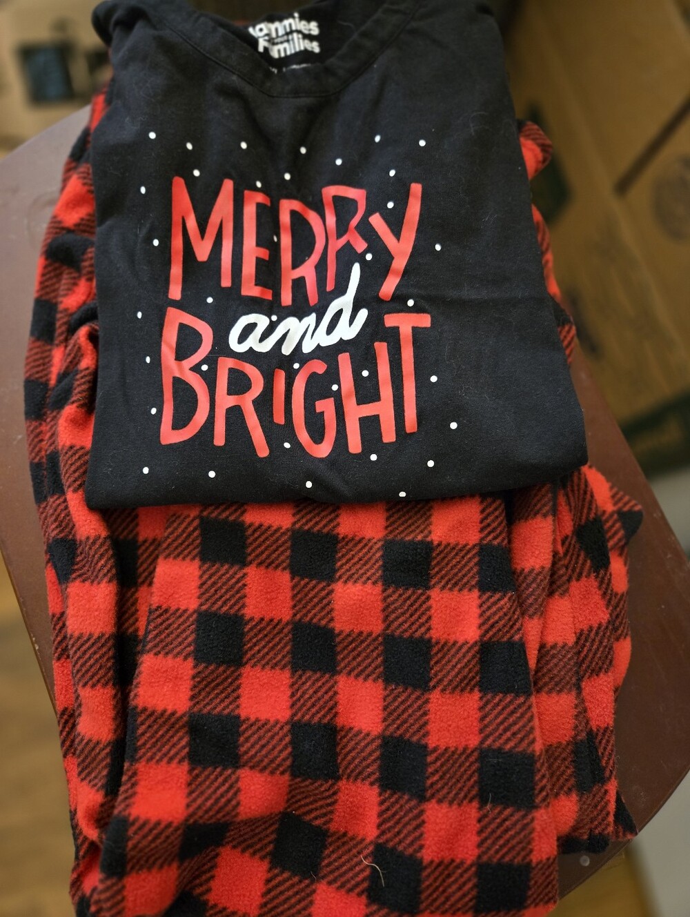 Merry and Bright Pajama Set - Black & Red Plaid